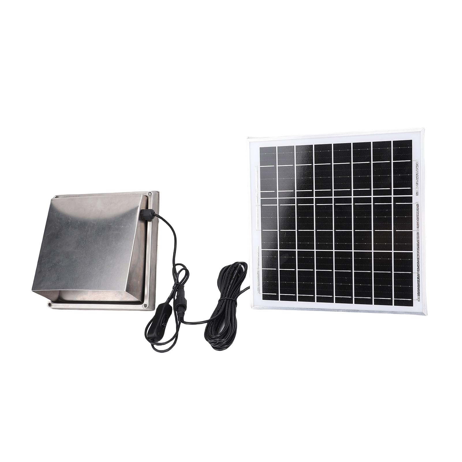 Rengue Extractor de Aire Solar, Kit de Ventilador de Panel Solar de Acero Inoxidable de 12 V con Panel Monocristalino de 8 W, Ventilación con Campana de Lluvia IP67 para Cobertizo de Gallinero de