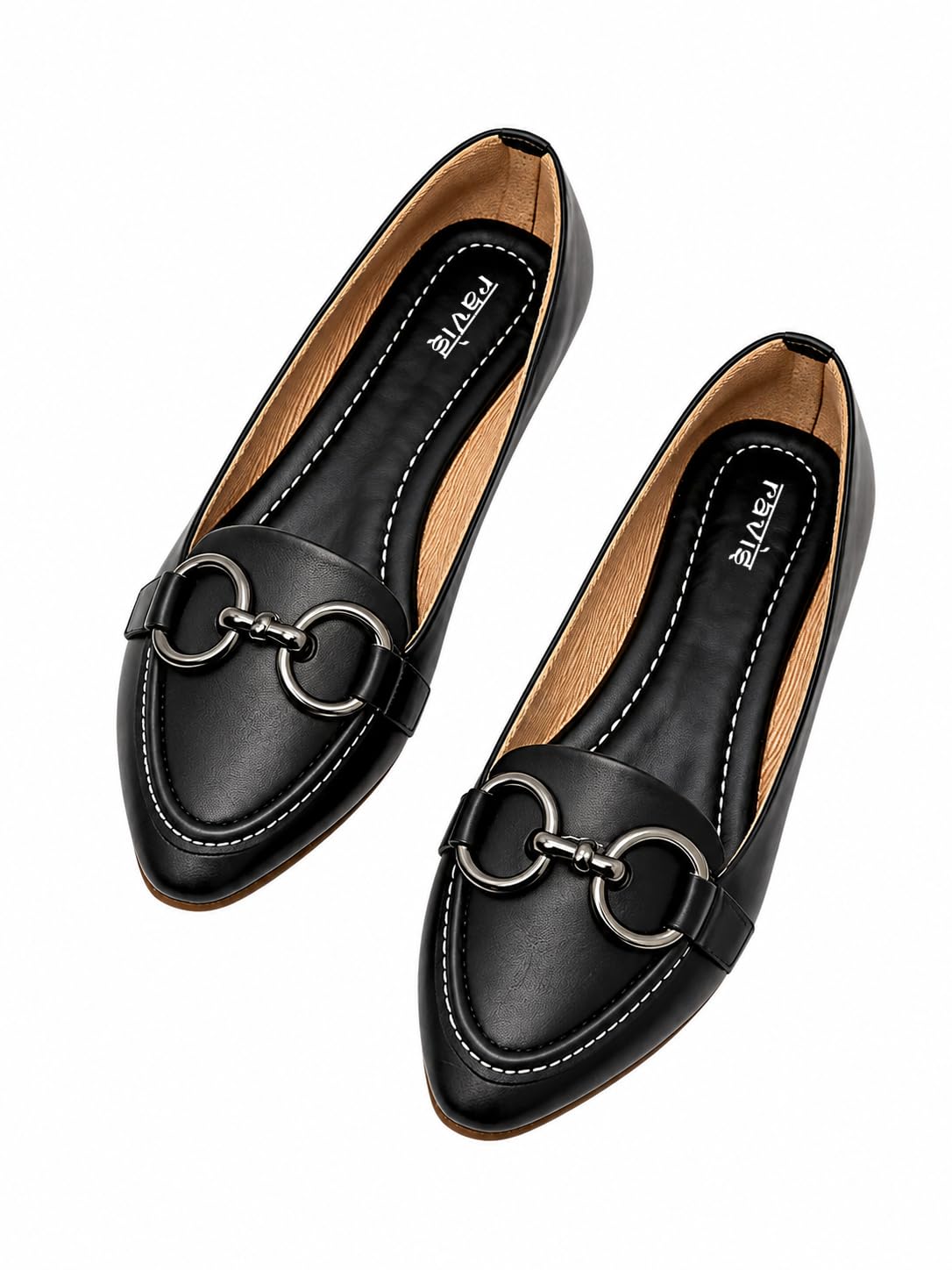 ravis Women’s Horsebit Detail Almond-Toe Loafers | Stylish Slip-On Casual & Office Shoes-picture-6