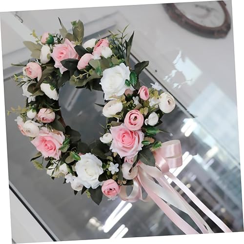 Miniatura 2 de NOLITOY Artificial Rose Wreath Wall Hanging Fashion Rose Ring Decor for Home Wedding