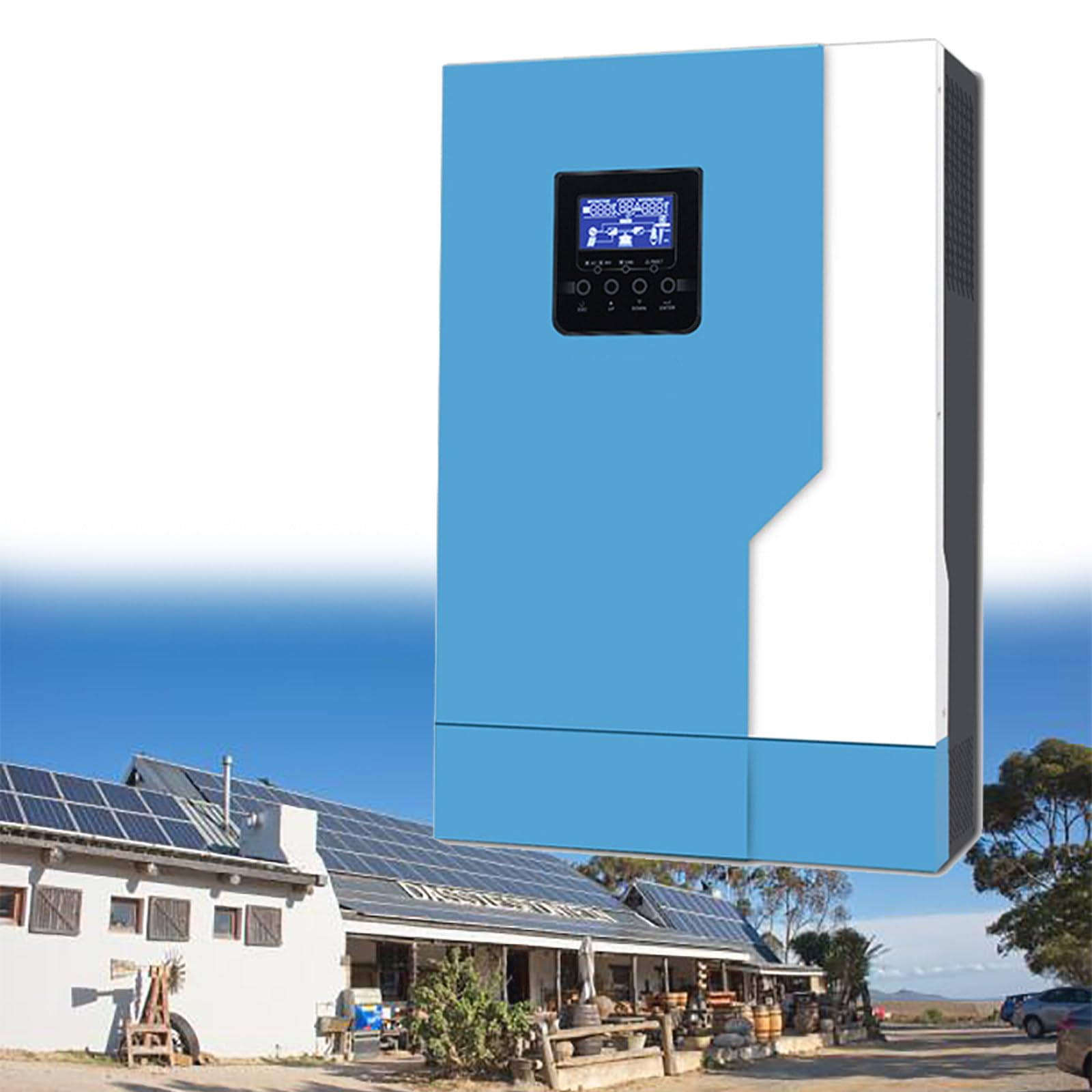 Inverter Solare Ibrido da 5500 W e 48 V, Uscita 220 V, Regolatore Solare MPPT da 110 A Integrato, Caricabatterie Inverter a Onda Sinusoidale Pura Fuori Rete, per Vari Modelli di Batteria