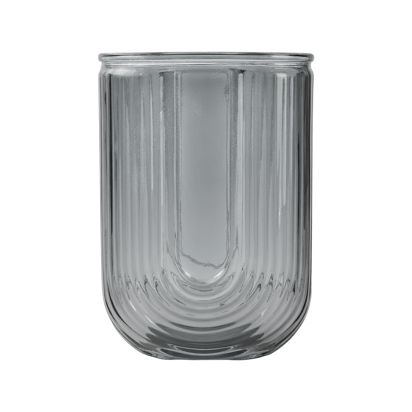 Jarrón de Cristal Transparente con Forma de U,18 cm de Alto Jarrones de Vidrio, Florero Decorativo Moderno para Flores Secas, Tulipanes, Rosas – Centro de Mesa para Hogar, Boda, Oficina (Gris)