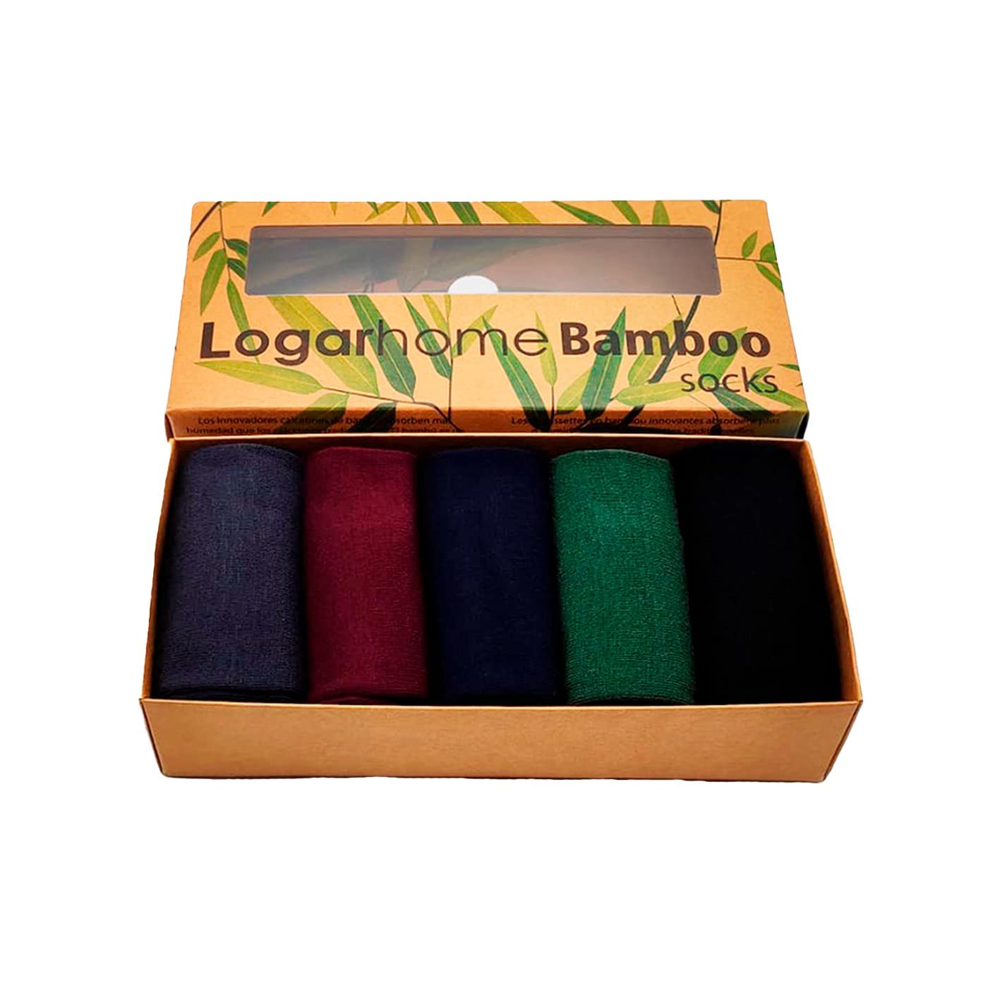 Logarhome Calcetines de Bambú hombre clásicos transpirables suaves anti olores 5 Pares