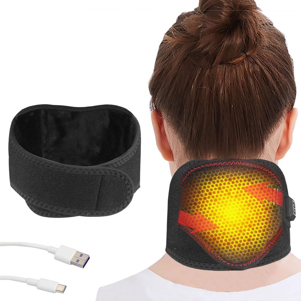 USB Neck Heating Pad Electric Heating Neck Warmer Adjustable 3 Level Temperature Heated Neck Wraps USB Powered Heated Neck Support Brace Neck