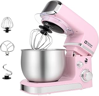 Kitchen in the Box 3.2Qt Pink Stand Mixer - Compact 6-Speed Electric Food Mixer with Whisk, Dough Hook, Beater for Small Kitchens