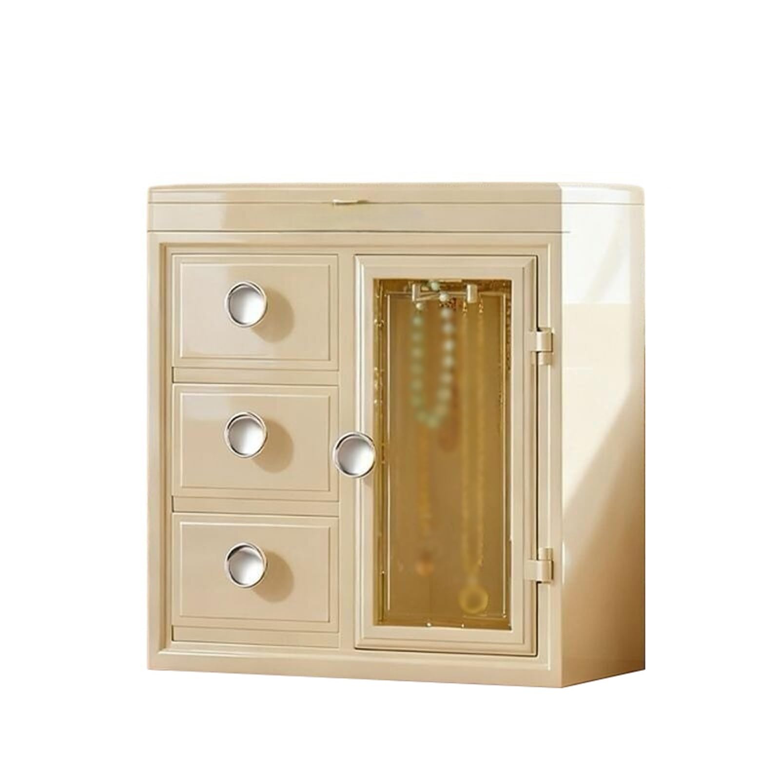 Lh7sRc3kH Jewellery Case Jewelry Storage Box with Mirror Elegant Display Stand for, Necklaces, Stud Earrings, and