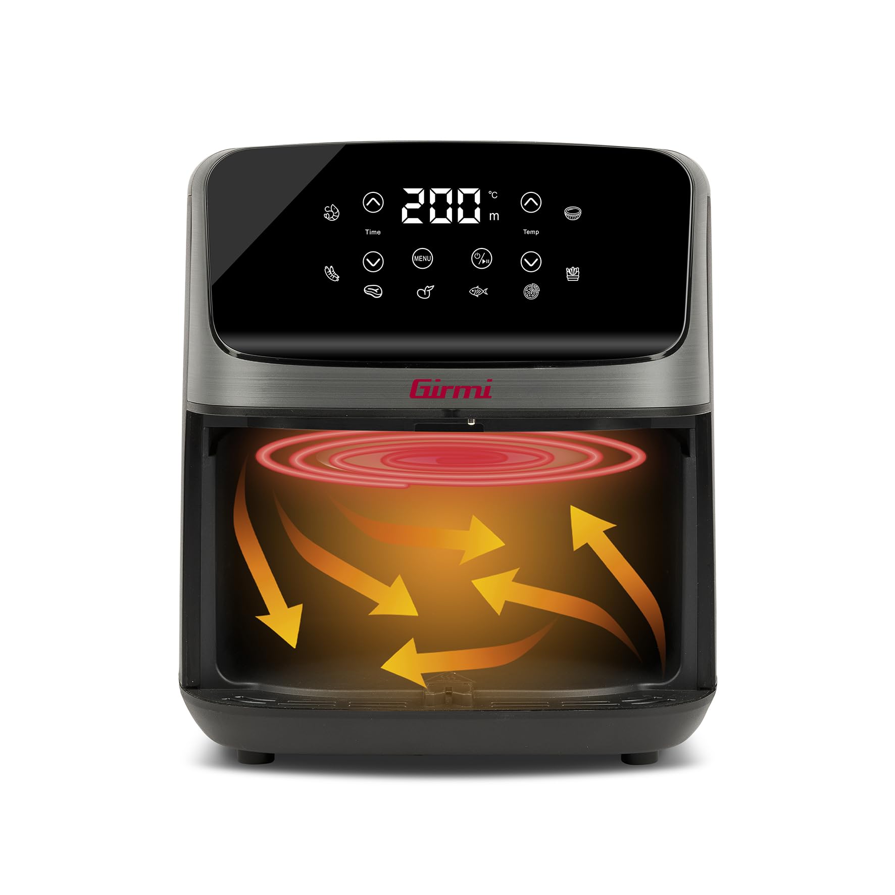 Girmi FG27 "Ecofrit Lite" Friggitrice ad Aria 4,2 Litri "Ecofrit Lite", 1400 W, 4.2 Litri, Display digitale, 8 programmi, Timer, 80-200° C, BPA/PFOA Safe, Ricettario incluso, Grigio
