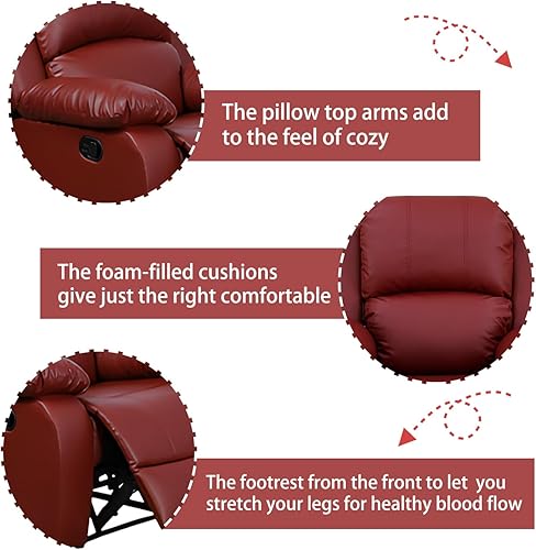 Miniatura 4 de Juego de sofá reclinable de cuero, juego de sofá reclinable de muebles de sala de estar, sofá reclinable de cuero para oficina y hogar (juego de