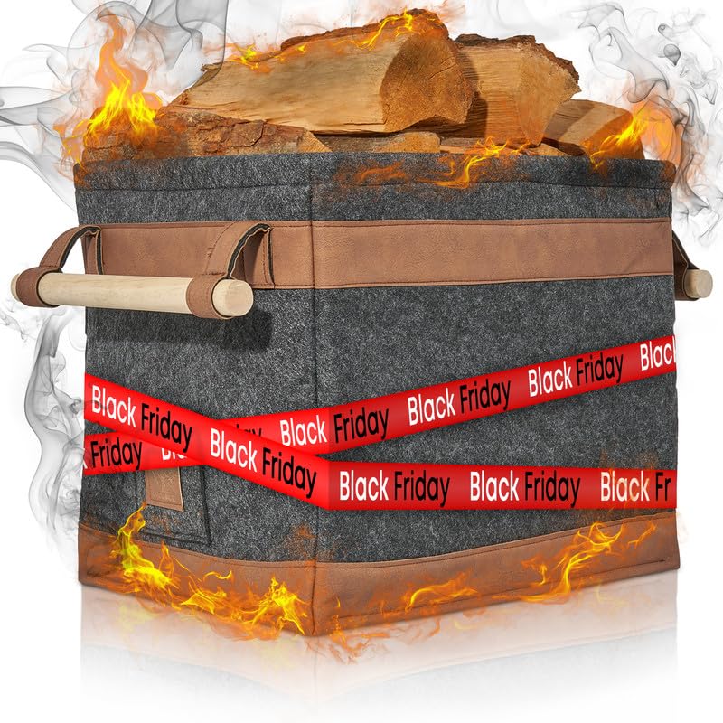 OAKAGE® Holzkorb für Kaminholz Groß [Schmutzabweisendes Innenfutter und...