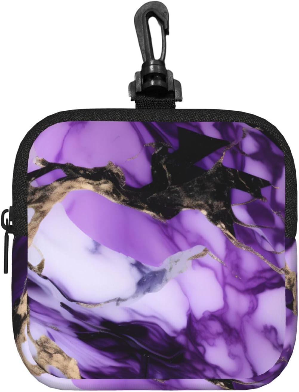 Purple Marble Print Versatile Square Storage Bag Travel Organizer Pouch Toiletry Home Office Gift