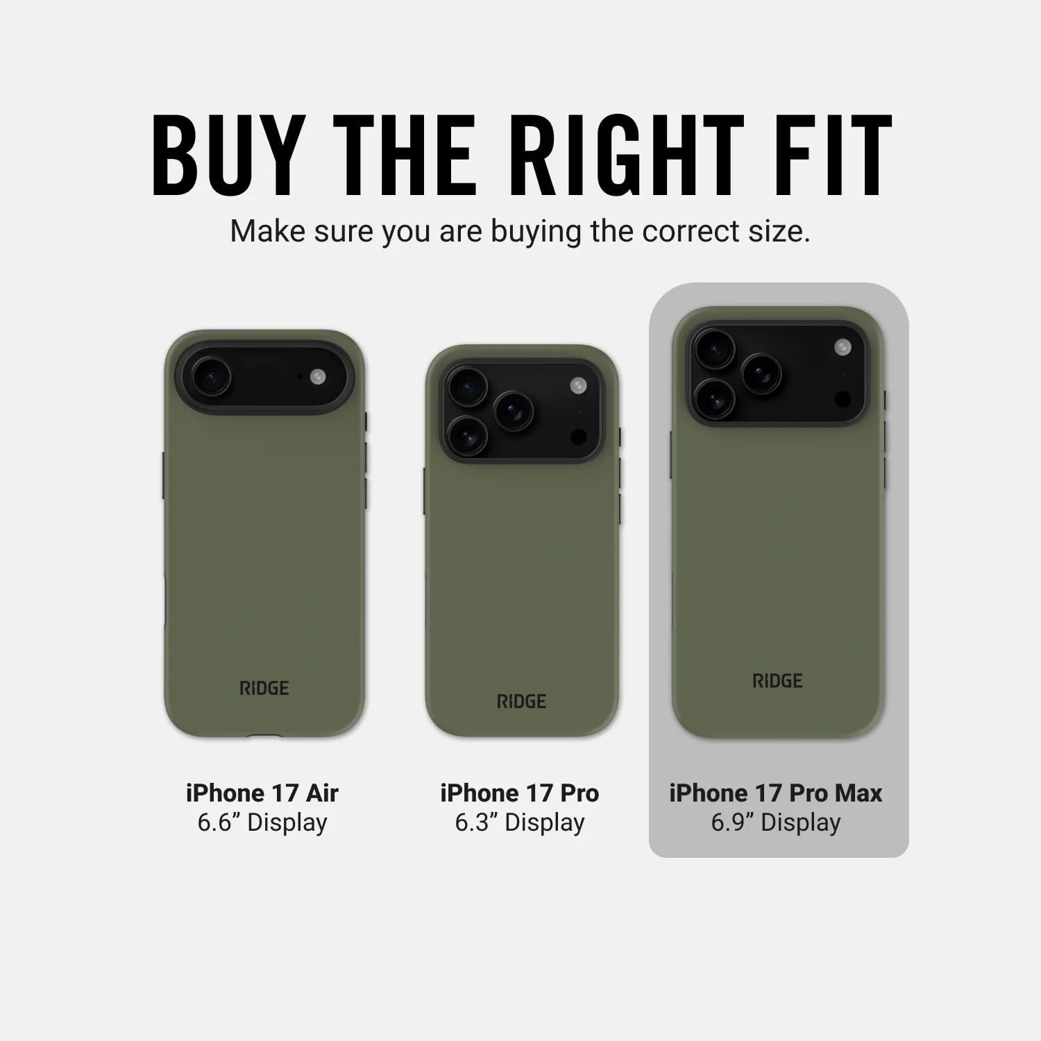 Ridge Case Compatible with iPhone 17 PRO MAX - Compatible with MAGSAFE & Wireless Charging, Aluminum Control Buttons, Dual-Layer Construction, TPU Bumper with Drop Protection (Matte Olive) - Image 2