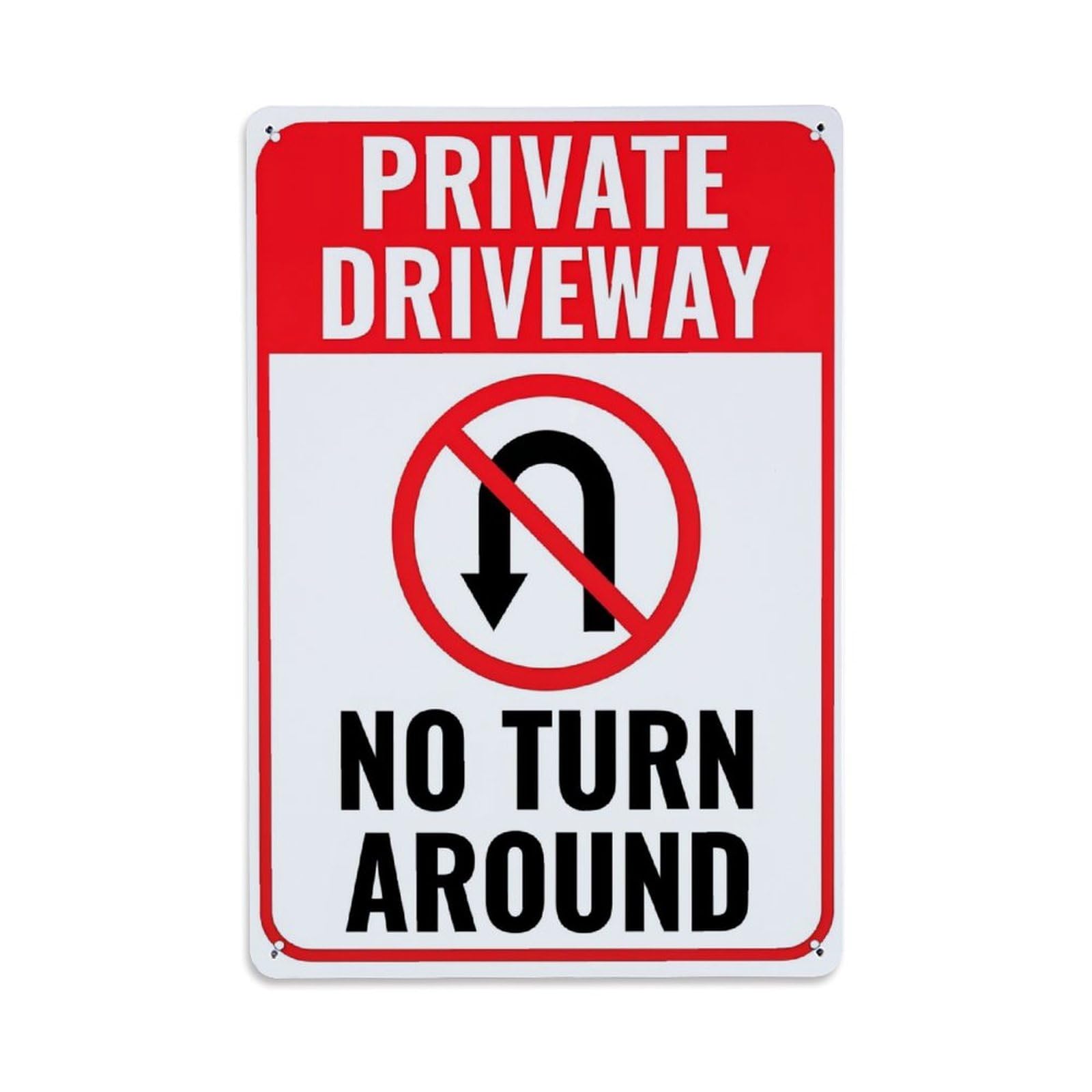 Jdfenggu Vintage Private Driveway No Turn Around Sign Retro Metal Tin Sign, Metal Poster For Bar, Home, Man Cave, Kitchen, Laundry Room Art Decor 8X12 Inch