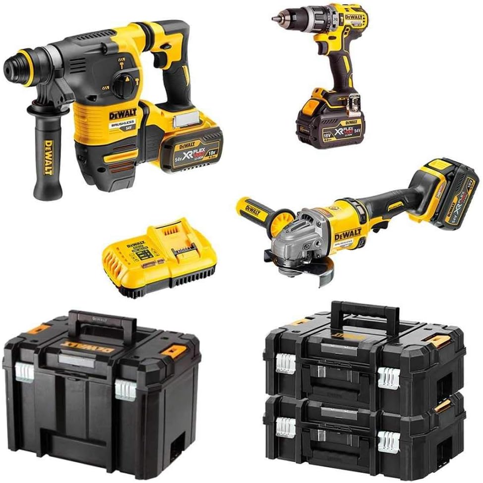 DEWALT Kit FVK381T3-QW FLEXVOLT 54V/18V(DCH333 + DCD796 + DCG414 + 3 batteries 54V/18V Li-Ion 6,0 Ah + DCB118 + 2 x TSTAK II + TSTAK VI) "Brushless"