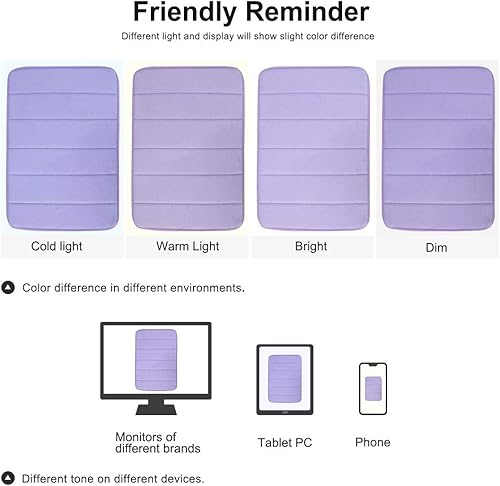 Miniatura 8 de uxcell Tapete de baño de espuma viscoelástica, suave y absorbente, tapete de baño de terciopelo para la parte delantera de la bañera, inodoro, 24 x