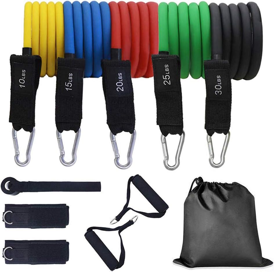 Tvoip Resistance Bands Set,11Pcs,Strap Bands,Stackable to 100 Pounds Fitness Pull Rope Resistance Bands Latex Strength Gym Equipment Home Elastic Exercises Body Fitness Workout Equipment