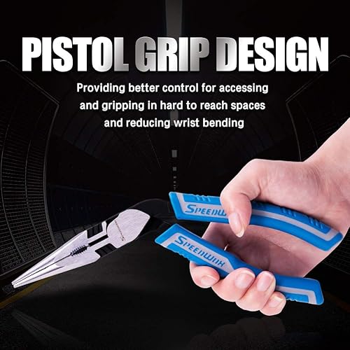 Miniatura 2 de SPEEDWOX Alicates de punta larga de 8 pulgadas reducen el esfuerzo en un 35% Cortadores de alambre de uso múltiple de alta resistencia, corte