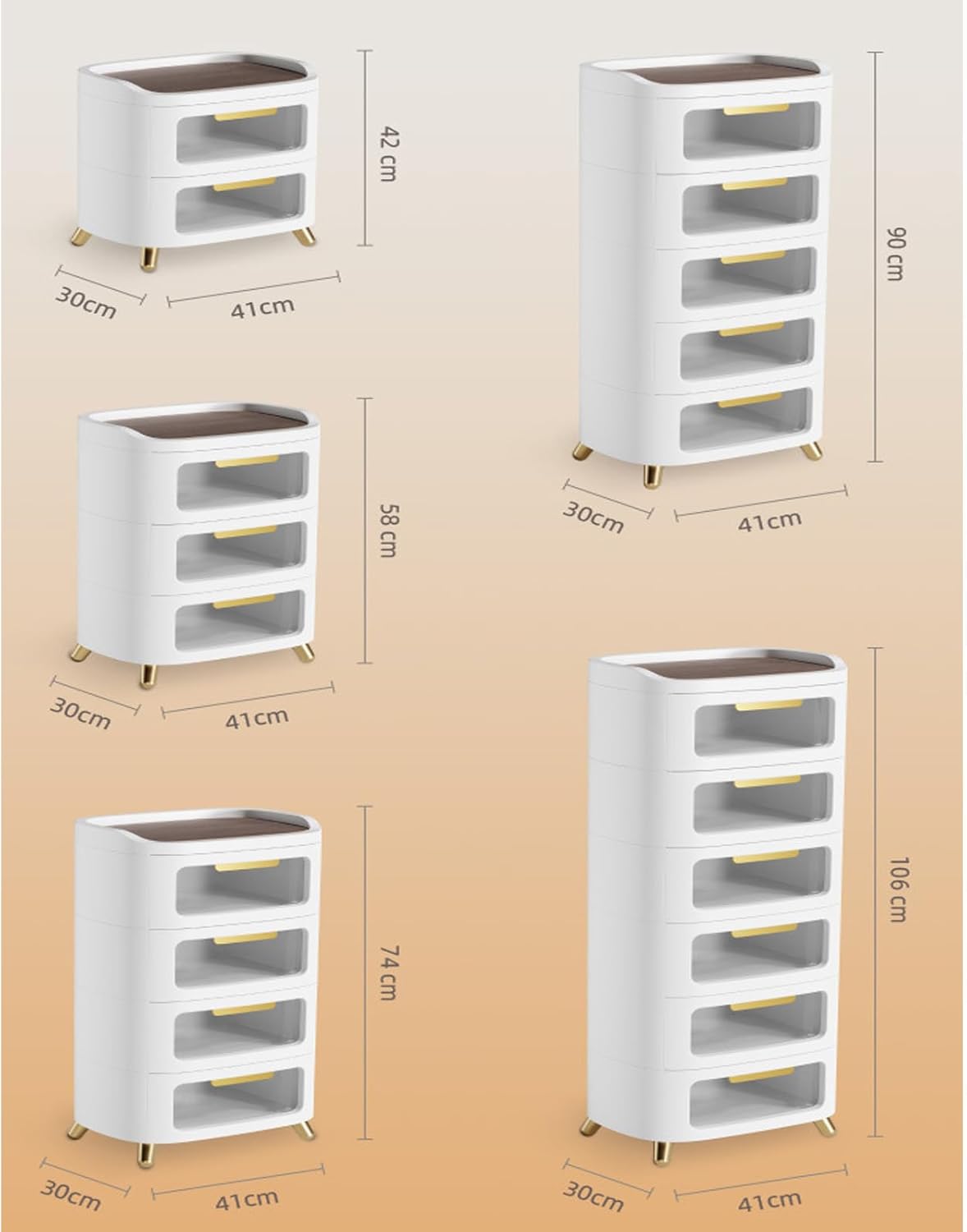 Stackable Plastic Storage Cabinet with 2 Drawers Closet Organizers for Pantry Desk and Kitchen Vertical Clothes Storage Box Tower Organizer with Clear Dospace Saving Storage Solution/Transparent/41*30