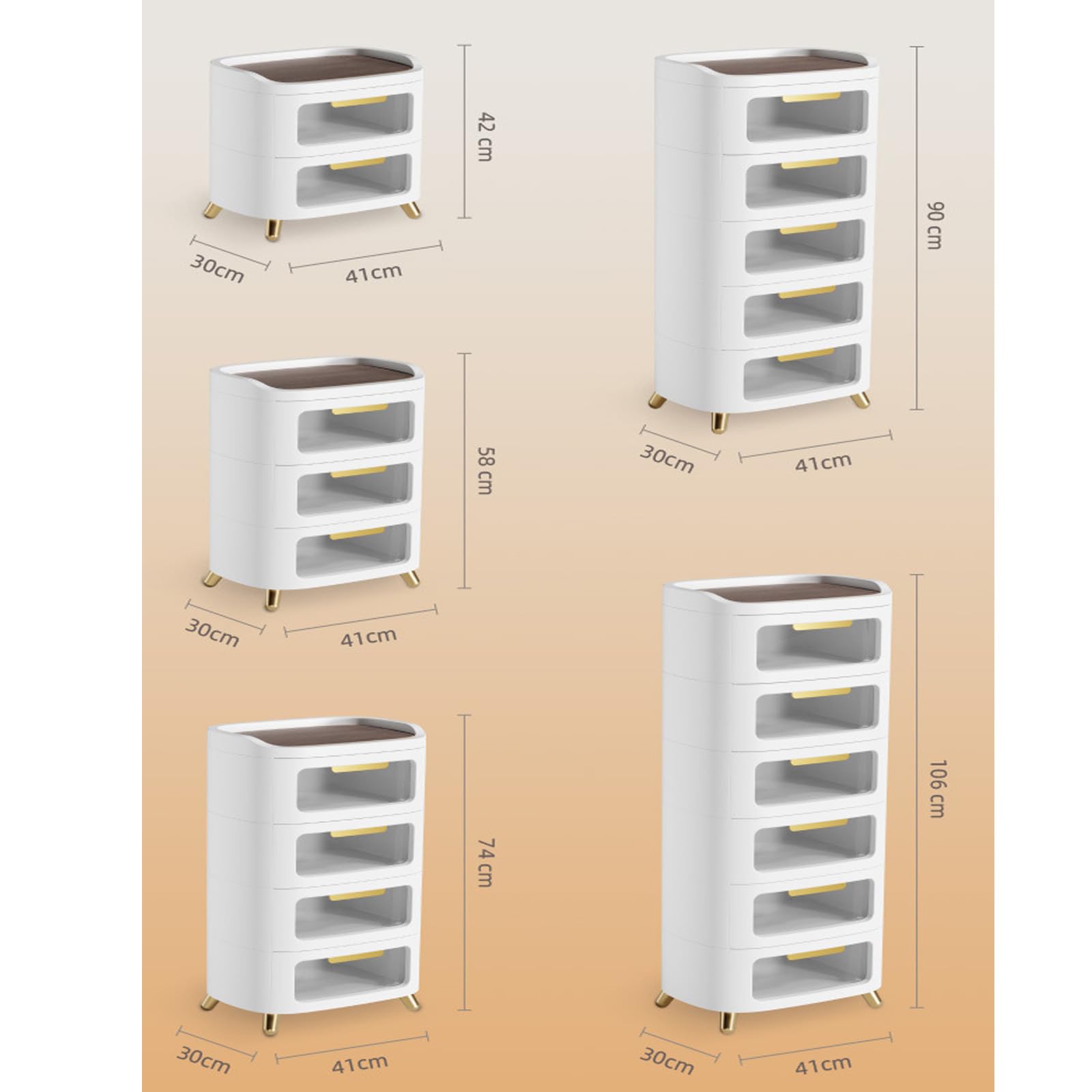 Organizzatori e contenitori per armadio, in plastica, con 2 cassetti, impilabili, verticali, per dispensa, armadio, scrivania, cucina, con ante trasparenti