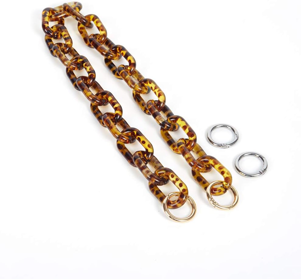 Yichain Chunky Acrylic Purse Strap Bag Chain Handle Replacement,Handbag Purse Making Accessory Decoration (Leopard)