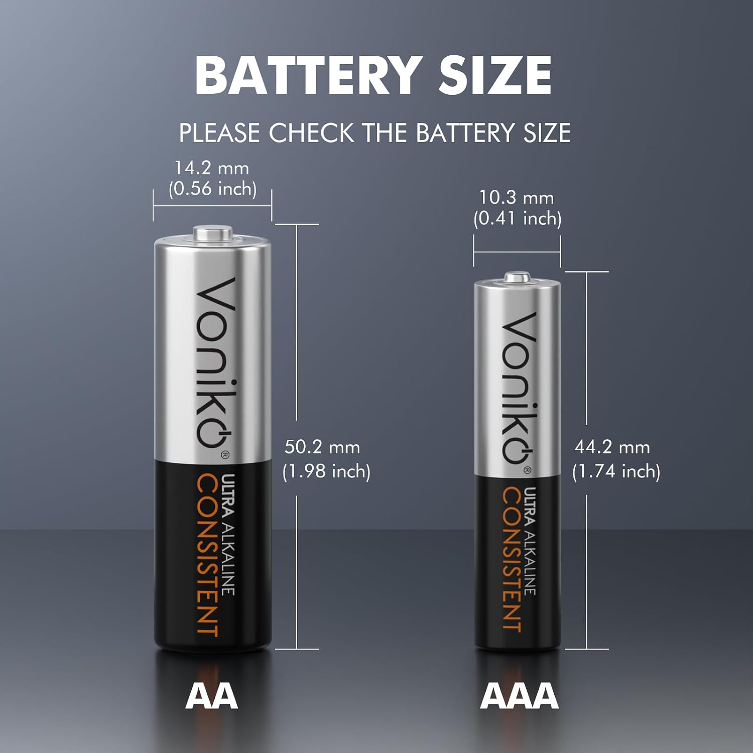 Voniko AA and AAA Batteries 96 Count Combo Pack, 48 Double A and 48 Triple A Batteries, 1.5V Premium Alkaline Battery, 10-Year Shelf Life