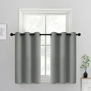 Yakamok Dove Grey Room Darking 36 Inch Length 2 Panel Sets for Livingroom Dining Room Darkening Thermal Insulated Bay Window Hotel Modern Elegant Black Out Sunblock Curtins/Bedroom,38 x 36 Inches