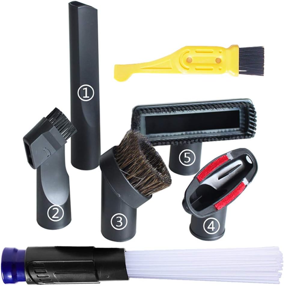 Vacuum Attachments Accessories for 1 1/4" inch Standard Hose - Crevice, Upholstery Brush,Dust Brush Tool and Round Brush 7 Pcs