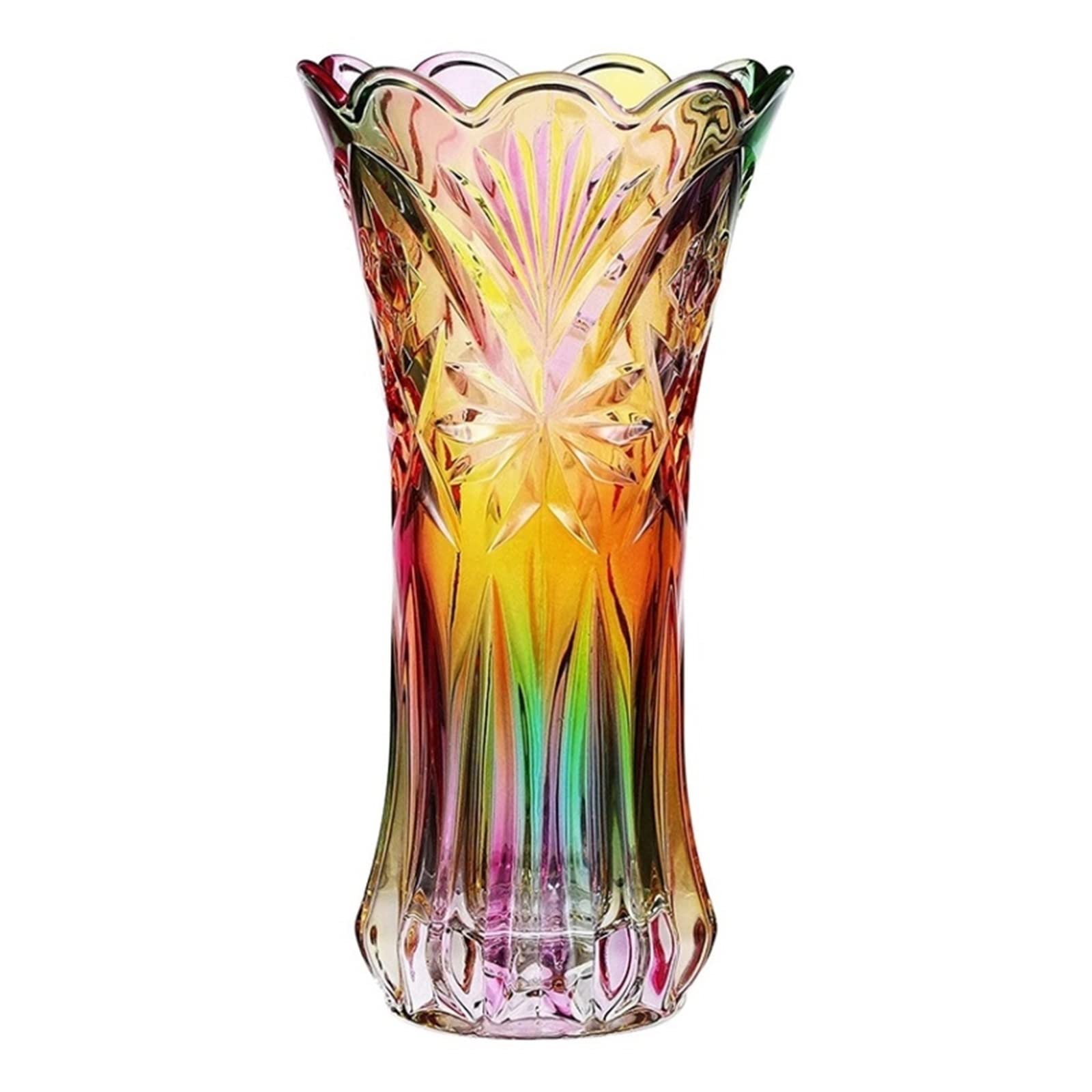 Vase à fleurs en verre cristal arc-en-ciel et pot décoratif de table