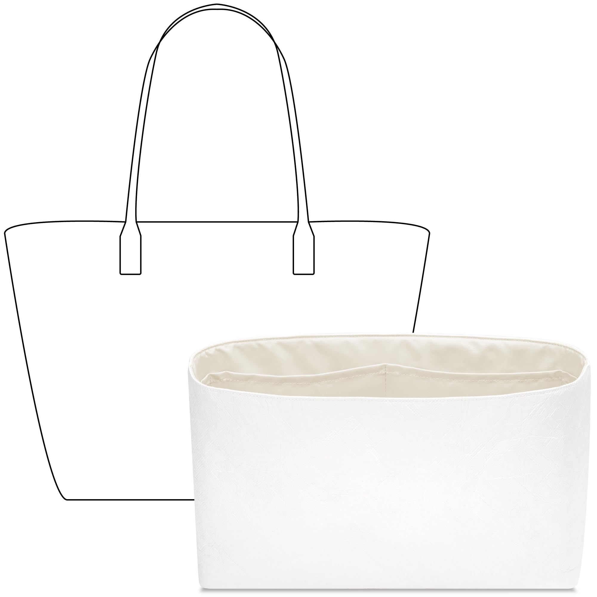 FANJI Project Tote Bag Organizer Insert for TORY BURCH Monogram tote S handbag, Custom Fit Inside Premium Craie Lightweight WaterResistant Purse Insert with Cup Holder Accessories