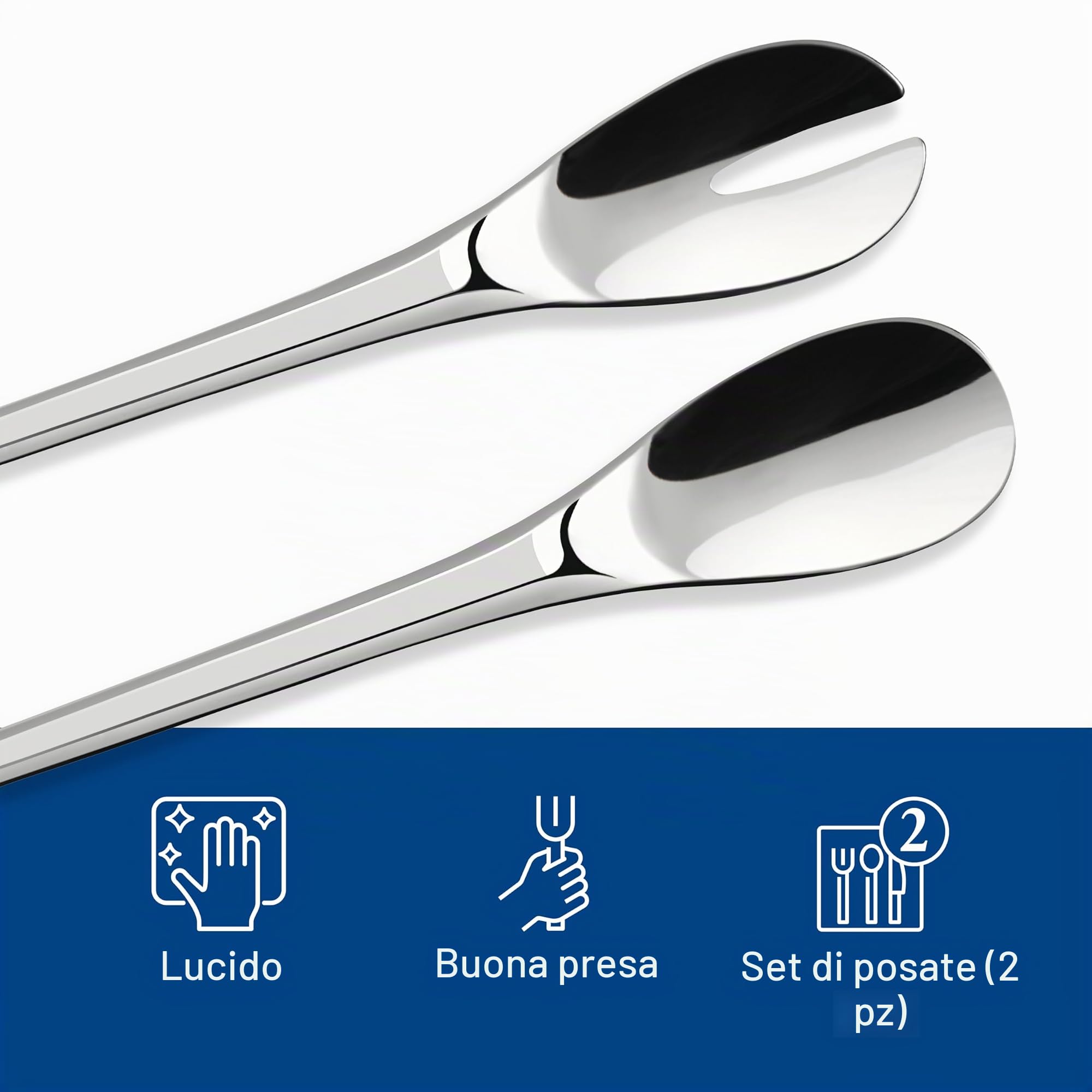 Villeroy & Boch NewMoon Posate per Insalata Versatili, Uso Quotidiano e per la Tavola Festiva in Acciaio Inox, Lavabili In Lavastoviglie, 2 Pezzi