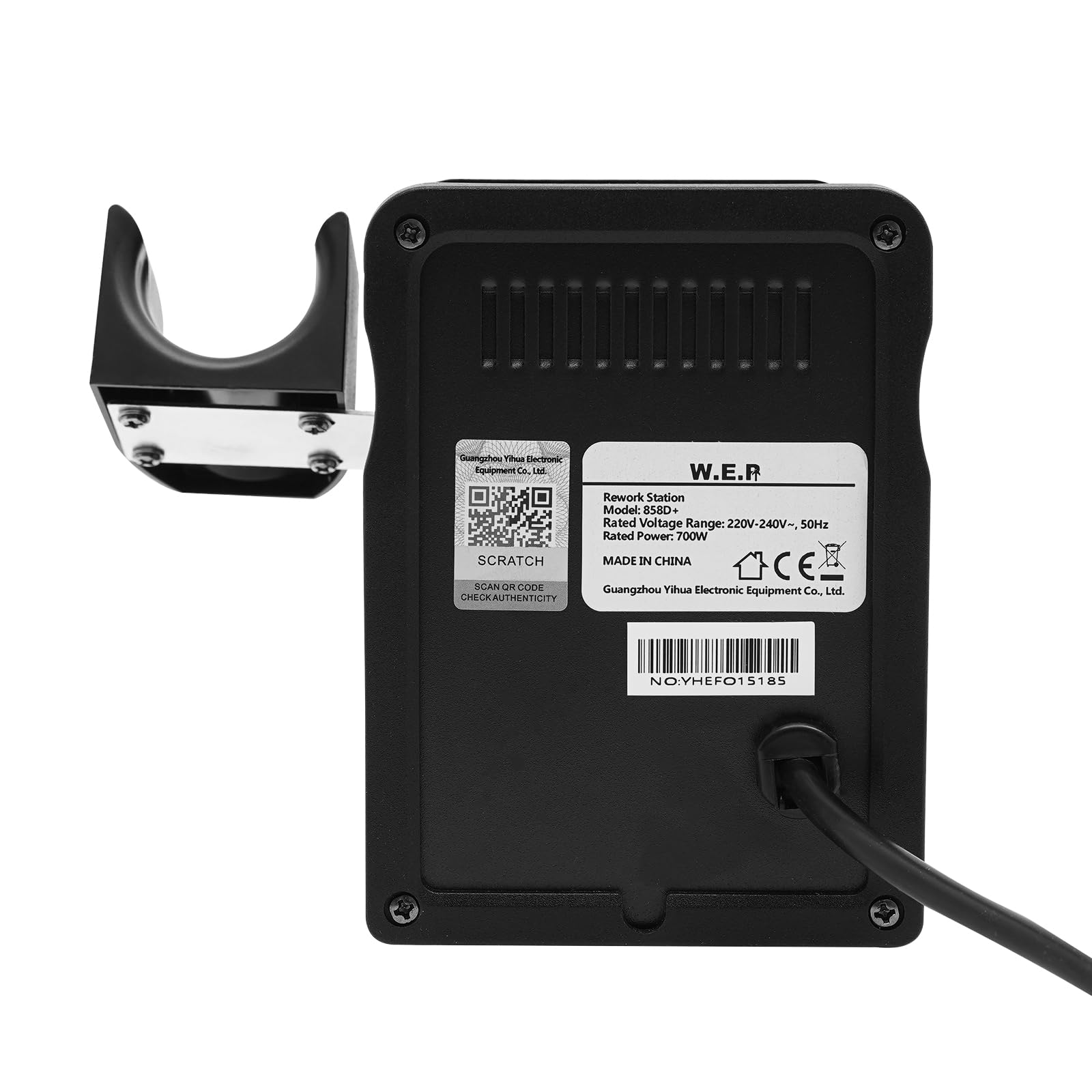 Stacja lutownicza, zestaw lutowniczy 700 W, stacja lutownicza na gorące powietrze 100-450°C, stacja rozlutowująca 8 przekładni przepływu powietrza 120 l/min, stacja lutownicza z cyfrowym wyświetlaczem