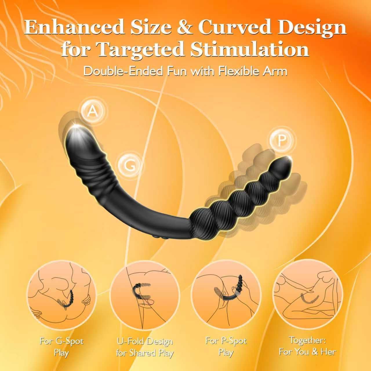 13.77" Thrusting Dildo Vibrator Anal Beads, Curved G Spot Anal Dildo Butt Plug with 9 Vibrating & Thrusting Adult Anal Toys Women Sex Toys, Remote Control Twin Explorer Play for All Experience Levels
