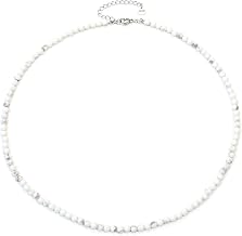 Gemstone Necklace with Faceted 4 mm Beads – Real Natural Stones – Adjustable Length – Healing Stone Protective Stone Gemstone Necklace Lucky Charm Talisman Gift