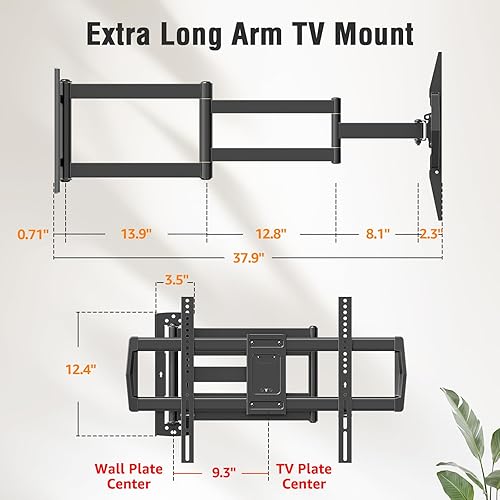 Miniatura 7 de ELIVED Soporte de pared para TV de brazo largo para la mayoría de televisores de 42 a 75 pulgadas, soporte de TV de esquina de extensión de 37.9