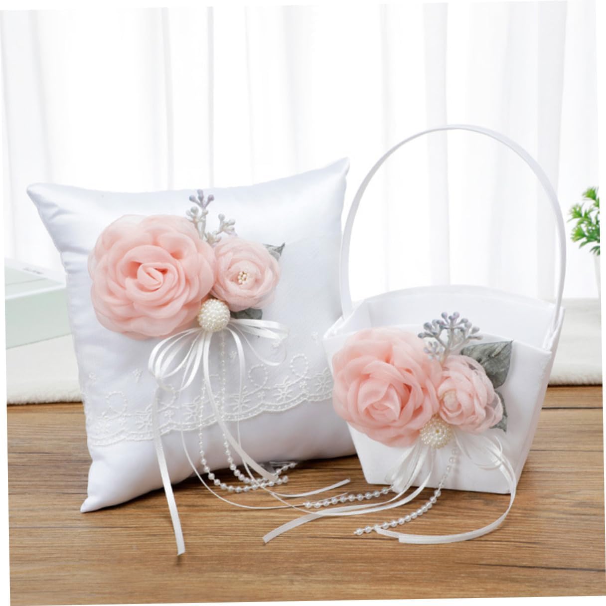 Wedding Bride Flower Basket Handheld Small Fabric Petal Basket with Handle for Party Ceremony Supplies