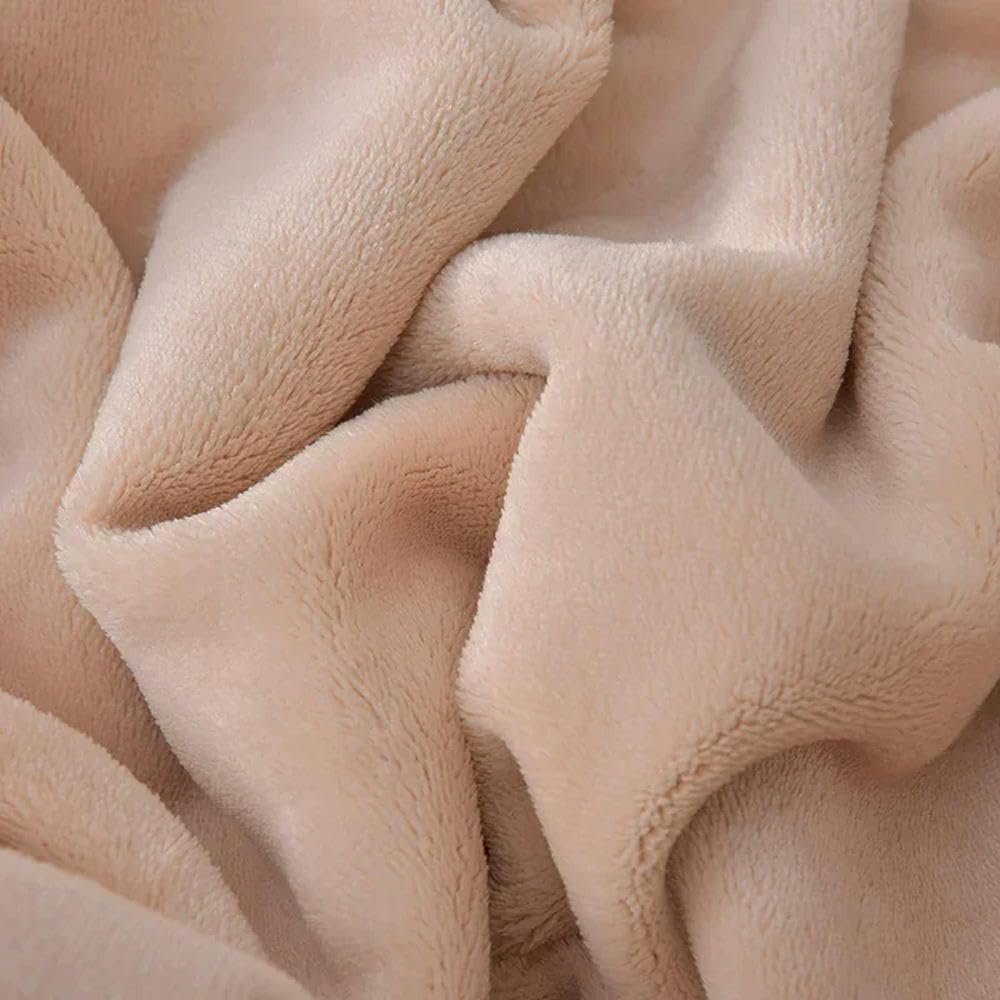 Coperta in Pile di Latte con Copripiumino e Lenzuolo Matrimoniale in Velluto Corallo, Set da 4 Pezzi