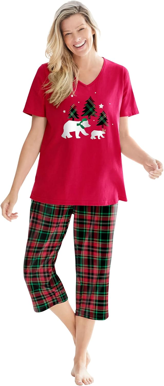 Dreams & Co. Plus Size 2-Piece Capri PJ Set