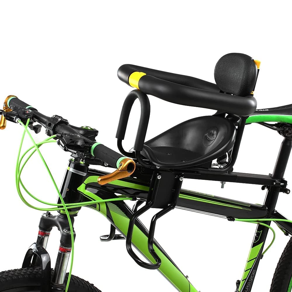 Siège enfant de vélo - Siège vélo pour enfant avant - Siège de sécurité avec poignée de sécurité pour enfants de 1 à 7 ans - Convient pour les VTT, vélos, véhicules électriques