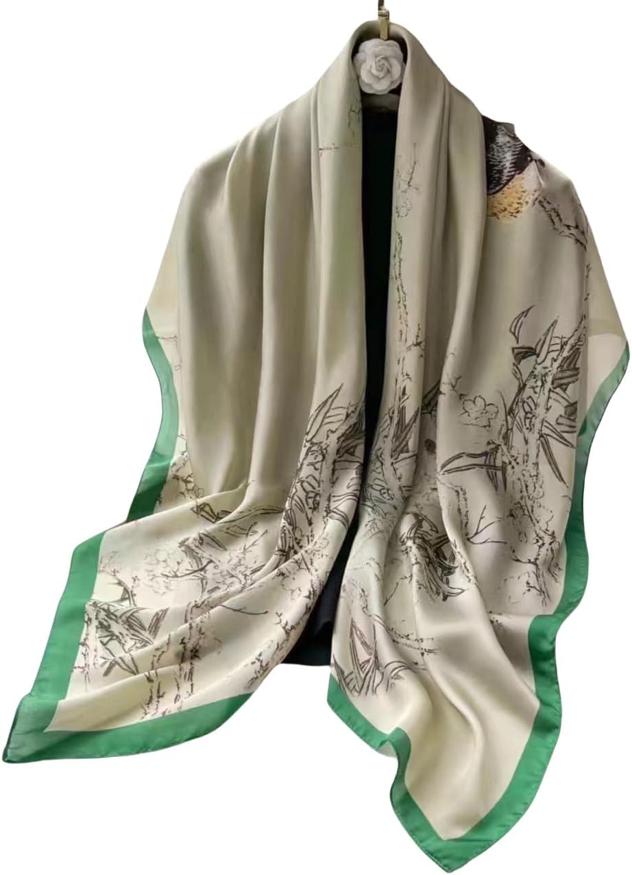 Myneiyi XL 43 Inch Extra Large Square Scarf Fashion Scarves Silk Feeling Hair Scarf Wrapping Scarfs Night Sleeping Headscarf