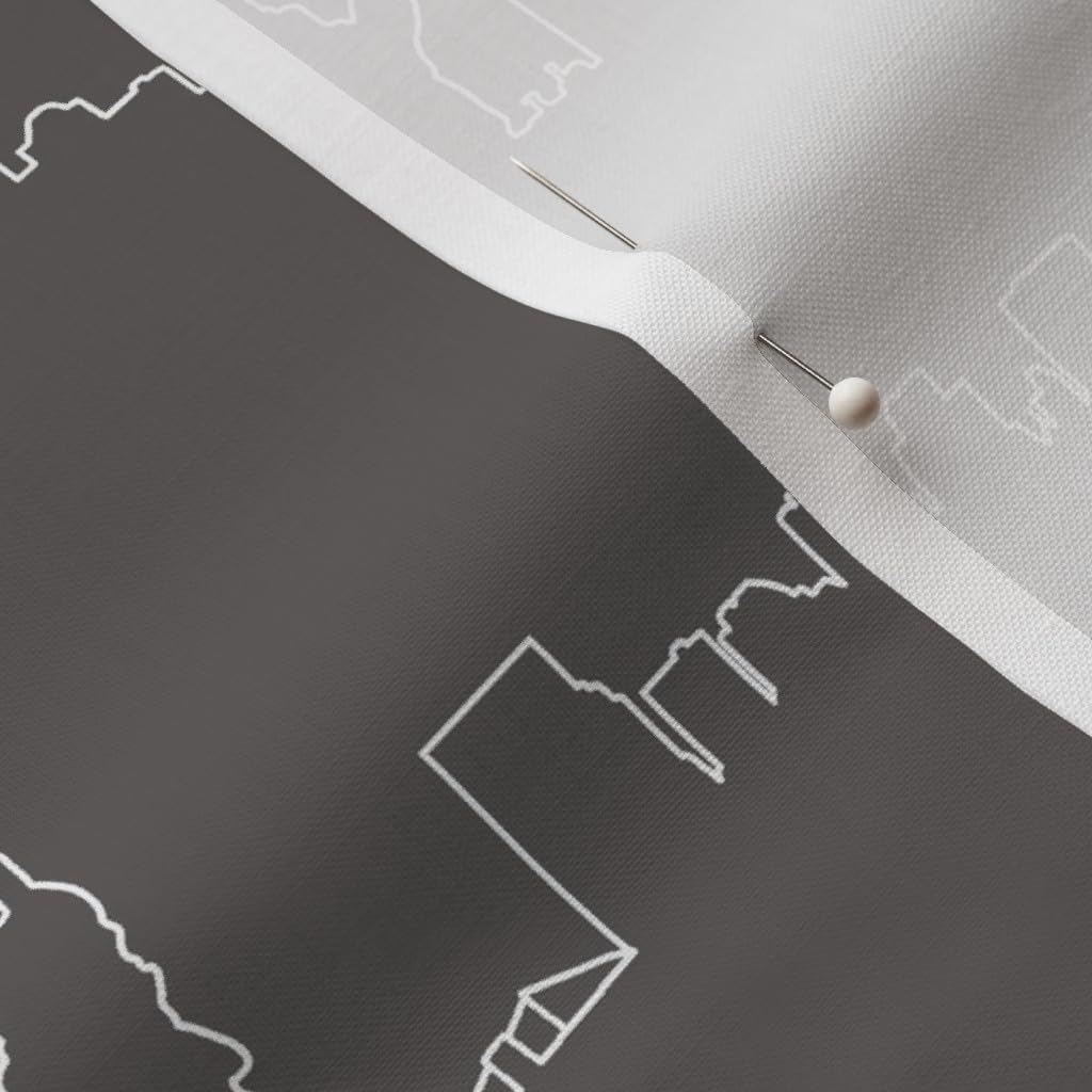 Spoonflower Fabric - Gray NYC City Map Thin Line Simple Printed on Petal Signature Cotton Fabric by The Yard - Sewing Quilting Apparel Crafts Decor