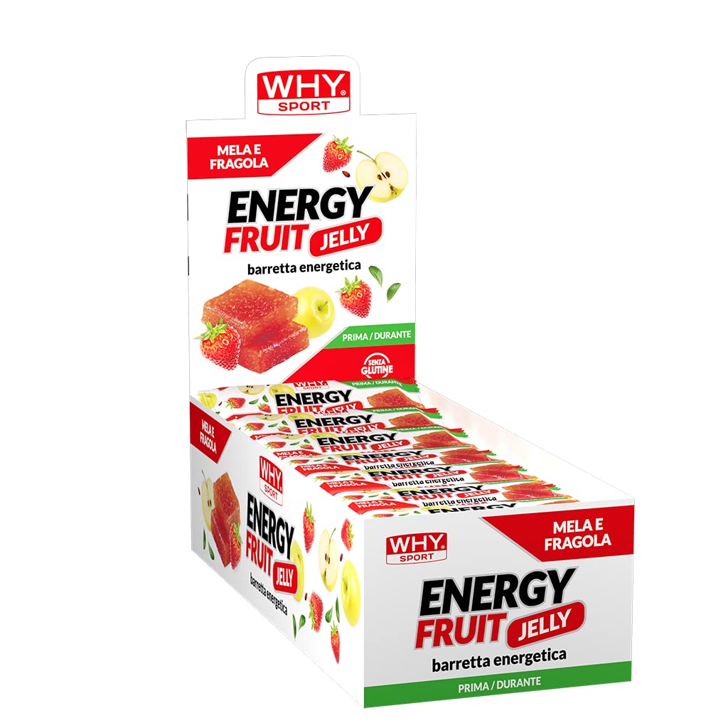 WHY SPORT ENERGY FRUIT JELLY - Barrette Energetiche a Base di Frutta – Energy Bar Gusto Mela e Fragola - Box da 35 Barrette - 30 gr