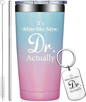 Grifarny Doctors Day Gifts - Ph.D. Gifts for Women - Ph.D. Graduation Gift for Her - Graduate Gift for Phd, Medical School Students, Doctors, Physician MD - Its Miss Ms Mrs Dr Actually Tumbler