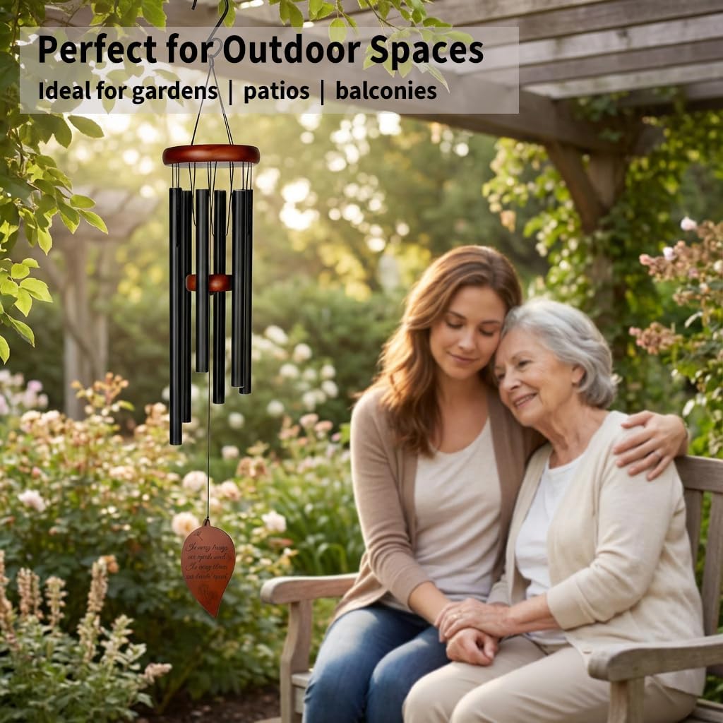 37 Inch Wooden Wind Chimes for Outside, Memorial Wind Chimes for Loss of Loved One, Sympathy Bereavement Gifts, Outdoor Garden Porch Patio Decor