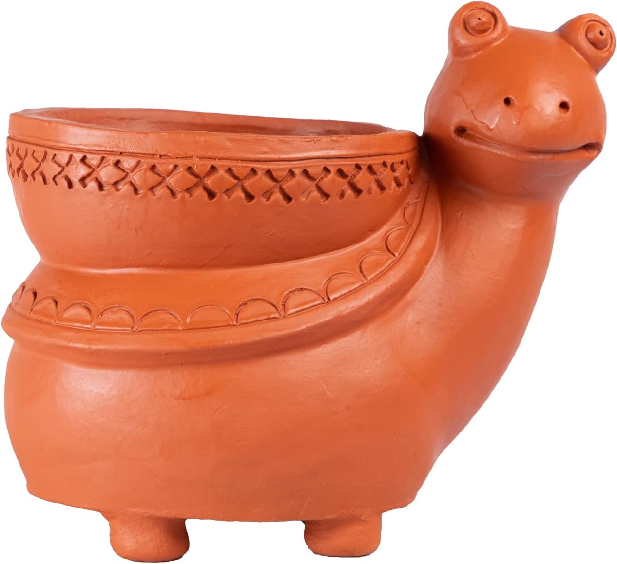 Village Decor Handmade Clay Snail Shape Planter Indoor/Outdoor (Snail Shape Planter-Brown)