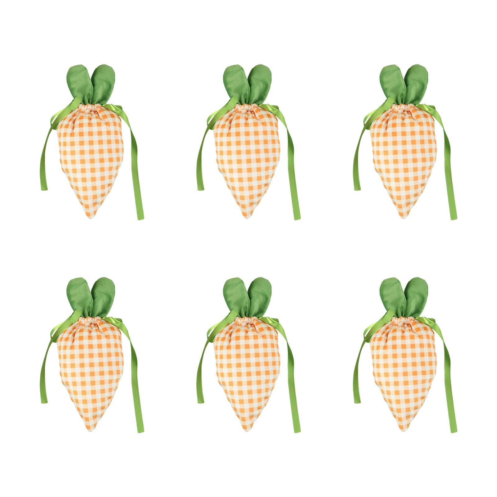 Piceioep 6Pcs Easter Carrot Shape Candy Bag Drawstring Party Treat Pouches Cookie Candy Holder Bags for Easter Gift Wrapping Decoration