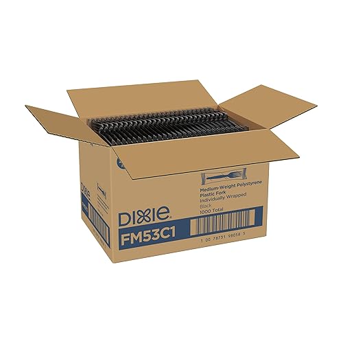 Miniatura 3 de Dixie - Tenedores desechables de plástico de peso medio, envueltos individualmente, 1000 tenedores por estuche