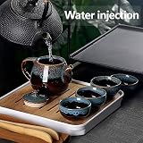 Chinese Kongfu Tea Set,Portable Porcelain Travel Tea Set with Tea cup, teapot, tea caddy, Bamboo Tray,Tea Clip,Tea towel and Carrying Bag Suitable for Travel, Home,Outdoor and Office