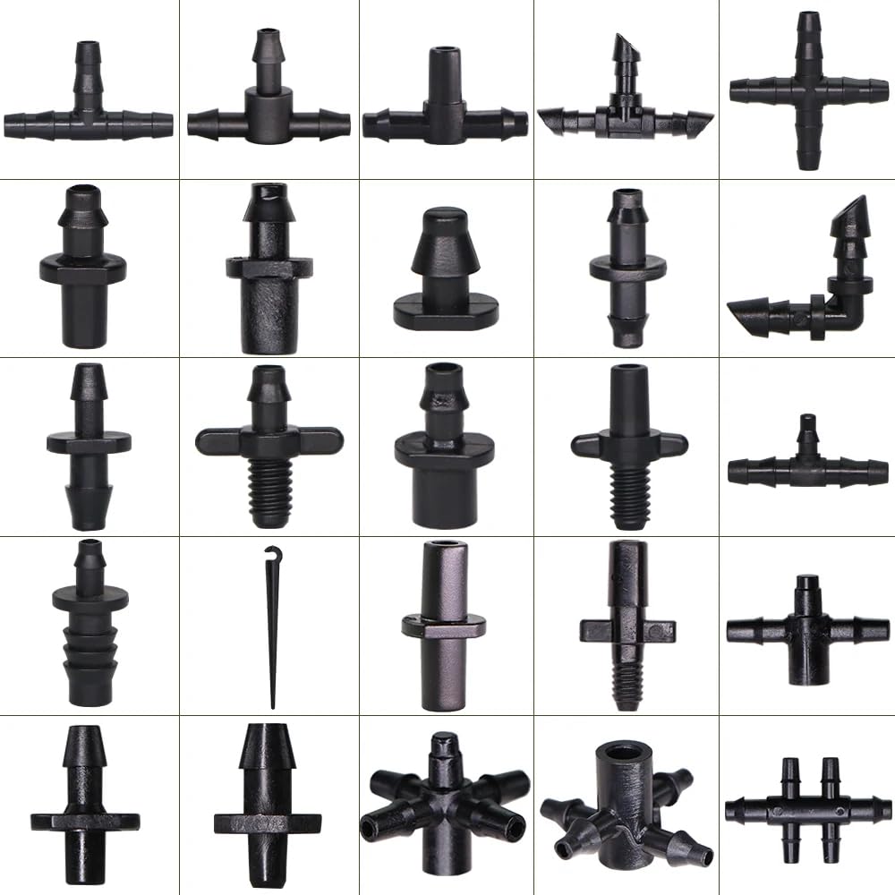 10-1000 conectores de agua de jardín para riego por goteo para manguera de tubo de 1/4 pulgadas, adaptadores de unión de púas (anillo, 1000 unidades)