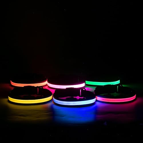Miniatura 7 de Light Up - Collar para perros medianos, collar recargable con brillo para perros, collar de nailon impermeable para pasear por la noche (verde,