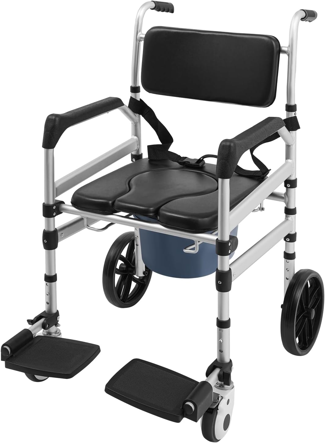 Toilet Chair for Seniors Height Adjustable Shower Chair with Wheels Foldable Shower Chair Toilet Aids Mobile Toilet Chair 160 kg Load Capacity for Bathroom