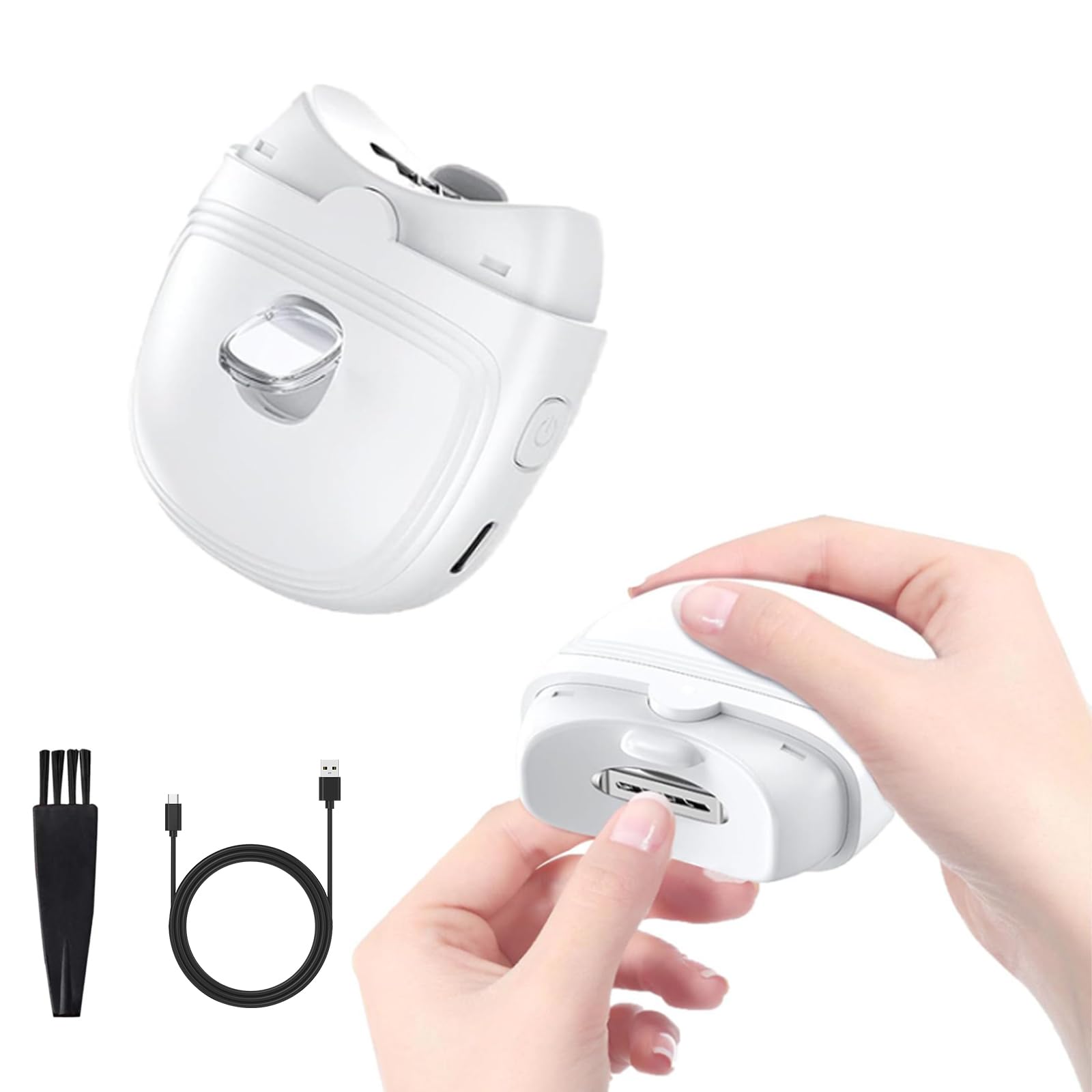 Nail Clipper, Electric Automatic Nail Cutter with Light 2 Speeds, Fingernail Cutter and File 2 in 1 Design, Nail Scraps Storage,USB Rechargeable Safety Fingernail Trimmer for Baby, Kids and Adult