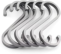 Vista 2 de 12pcs Silver Space Aluminio S Hook Flat S Shape Baño Cocina Barandilla S Colgador Multiusos Cuchara Sartén Olla Toallas, etc. Accesorios Perchas
